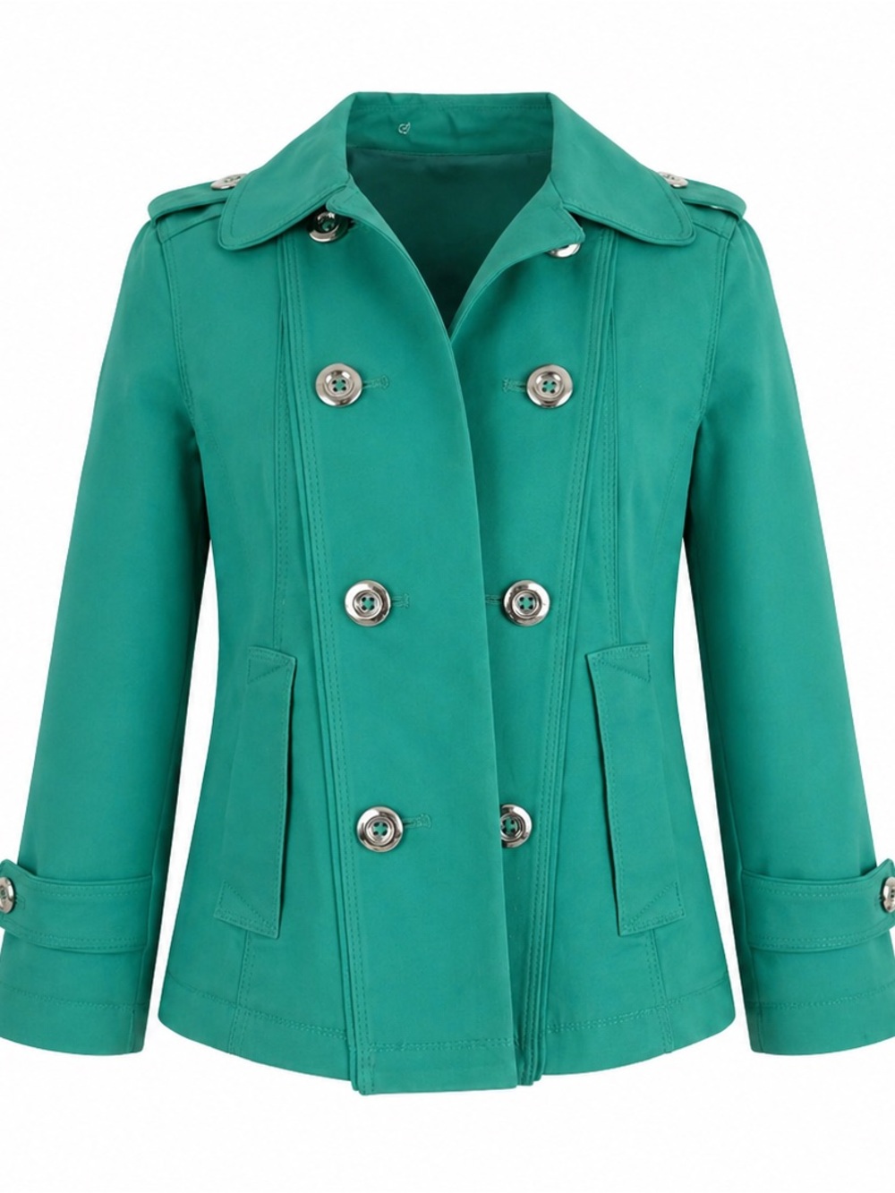 WHBM Teal Double-Breasted Peacoat Jacket Sz 0P